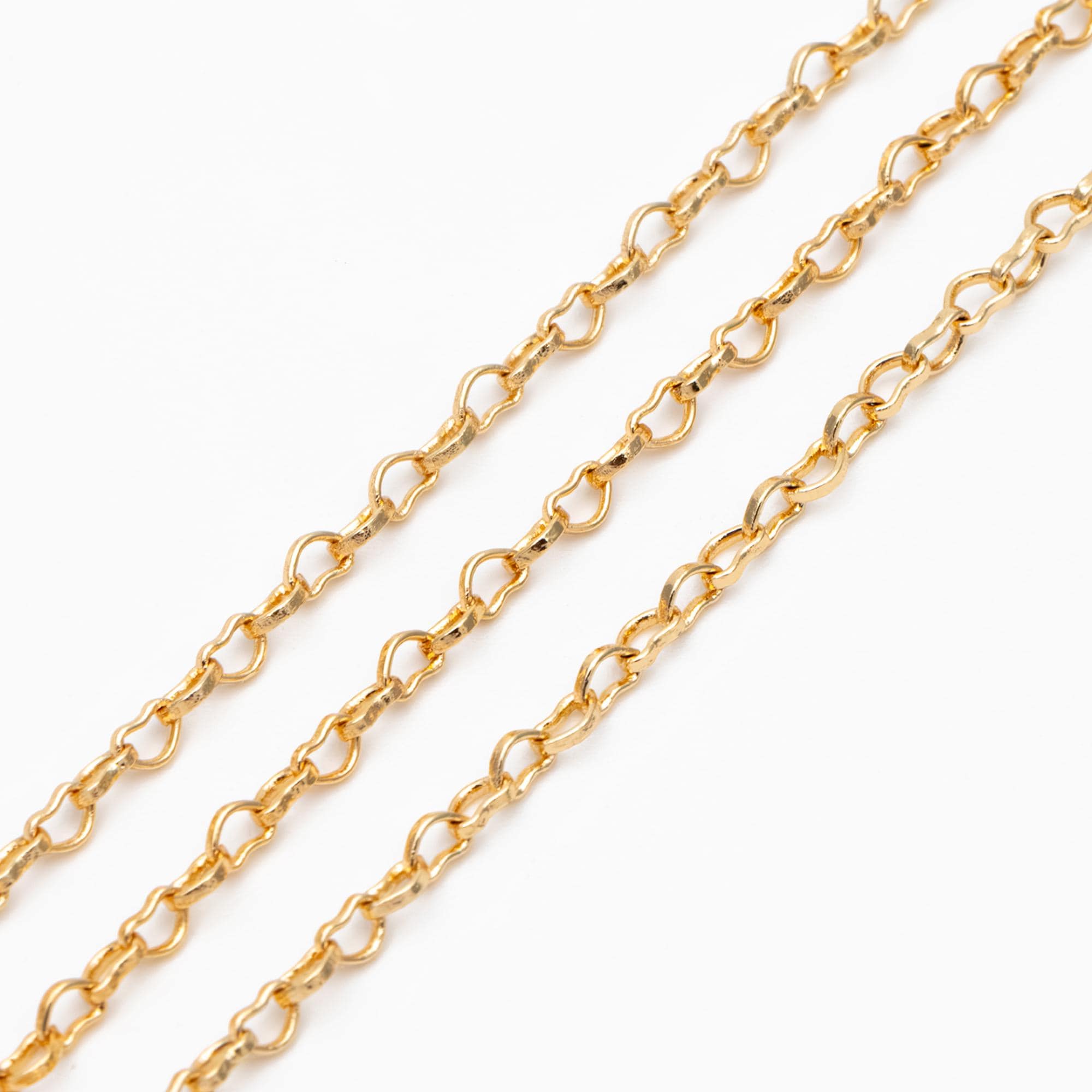 Gold plated Brass Heart Chains 2.2mm, DIY Necklace Chain Findings Wholesale (#LK-278)/ 1 Meter=3.3 ft